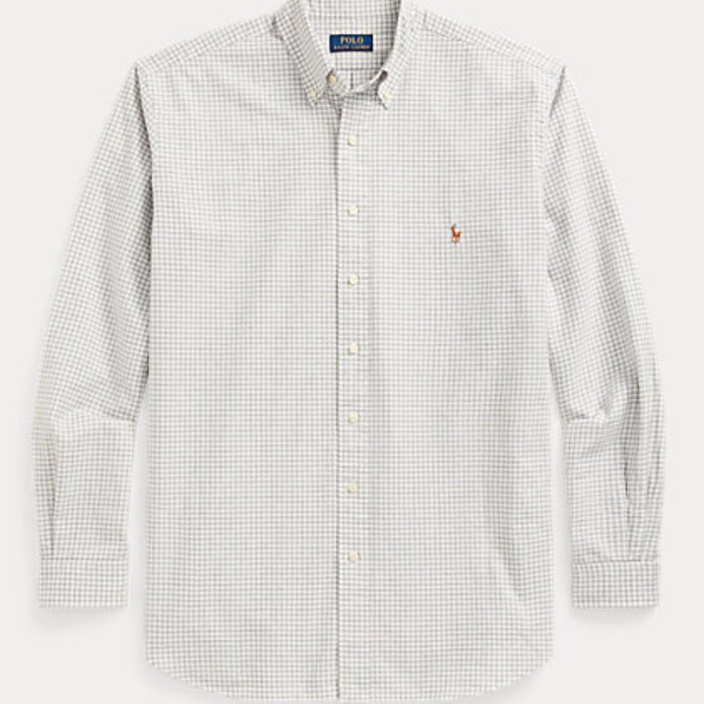 Polo by Ralph Lauren Grey Checked Oxford Shirt Big & Tall 2xlT